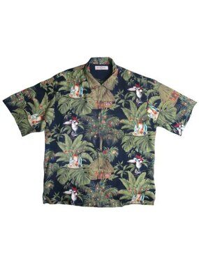 Tommy Bahama Mens Silk Short Sleeve Christmas Hawaiian Shirt Size L